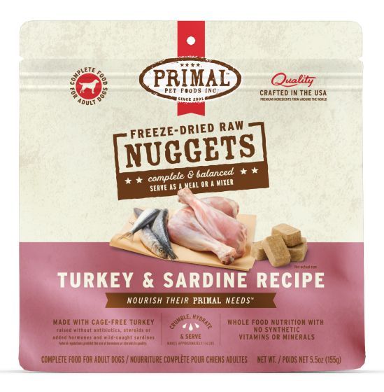 Primal Freeze Dried Turkey And Sardine Nuggets Dog 5.5oz