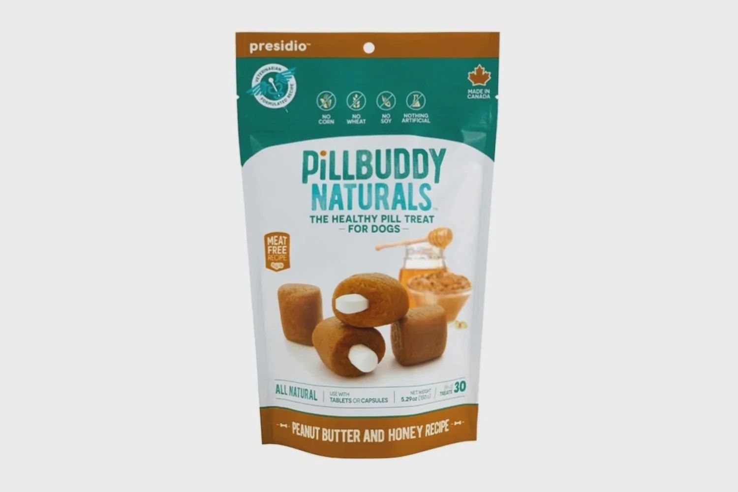 presidio™ Pill Buddy Naturals™ Peanut Butter and Honey Dog Treat 150 gm