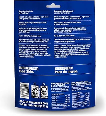 PureBites Cod Skin Jerky Dog Trts 137 gm