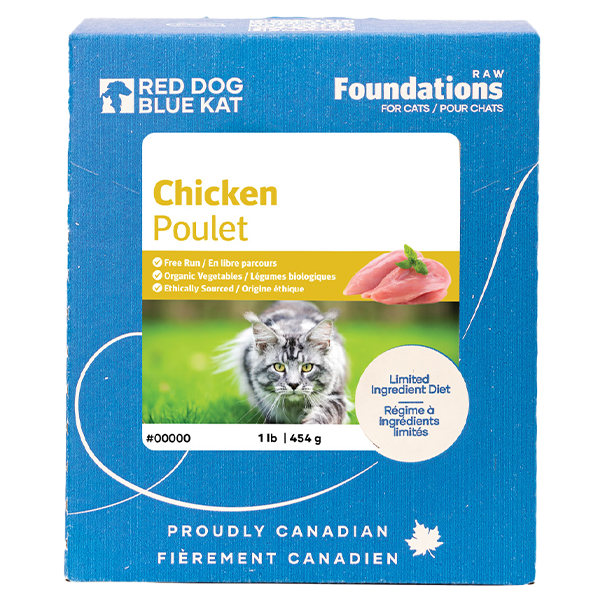 RED DOG BLUE KAT Foundations Raw Chicken Recipe Frozen Cat Food 1 x 1 lb