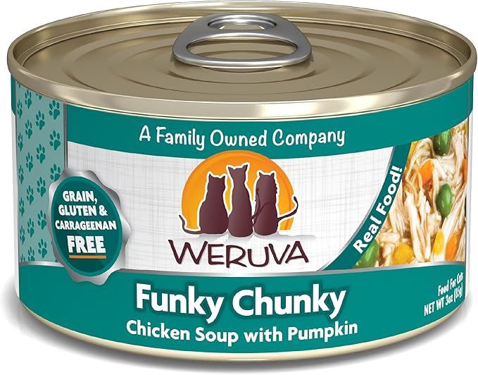 Weruva Classic Cat Food, Funky Chunky Chicken Soup with Chicken Breast &amp; Pumpkin, 3Oz Can