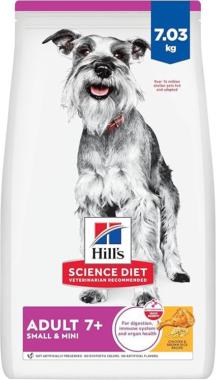 Senior 7+ Dog Small &amp; Mini Chicken Barley &amp; Rice hills 15.5 lbs