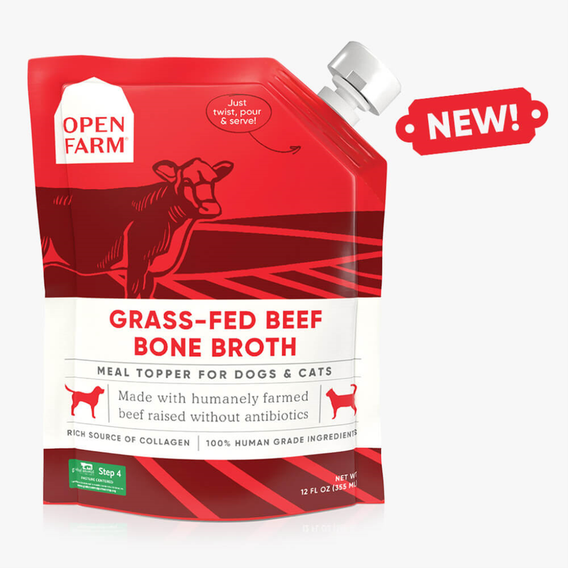 Open Farm Bone Broth, Food Topper for Dogs and Cats, Responsibly Sourced Meat and Superfoods, No Artificial Flavors or Preservatives, 12oz (Grass-Fed Beef)