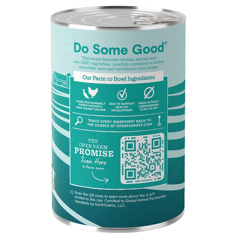 Open Farm Grain Free Chicken &amp; Salmon Recipe Pate Canned Puppy Food 12.5oz