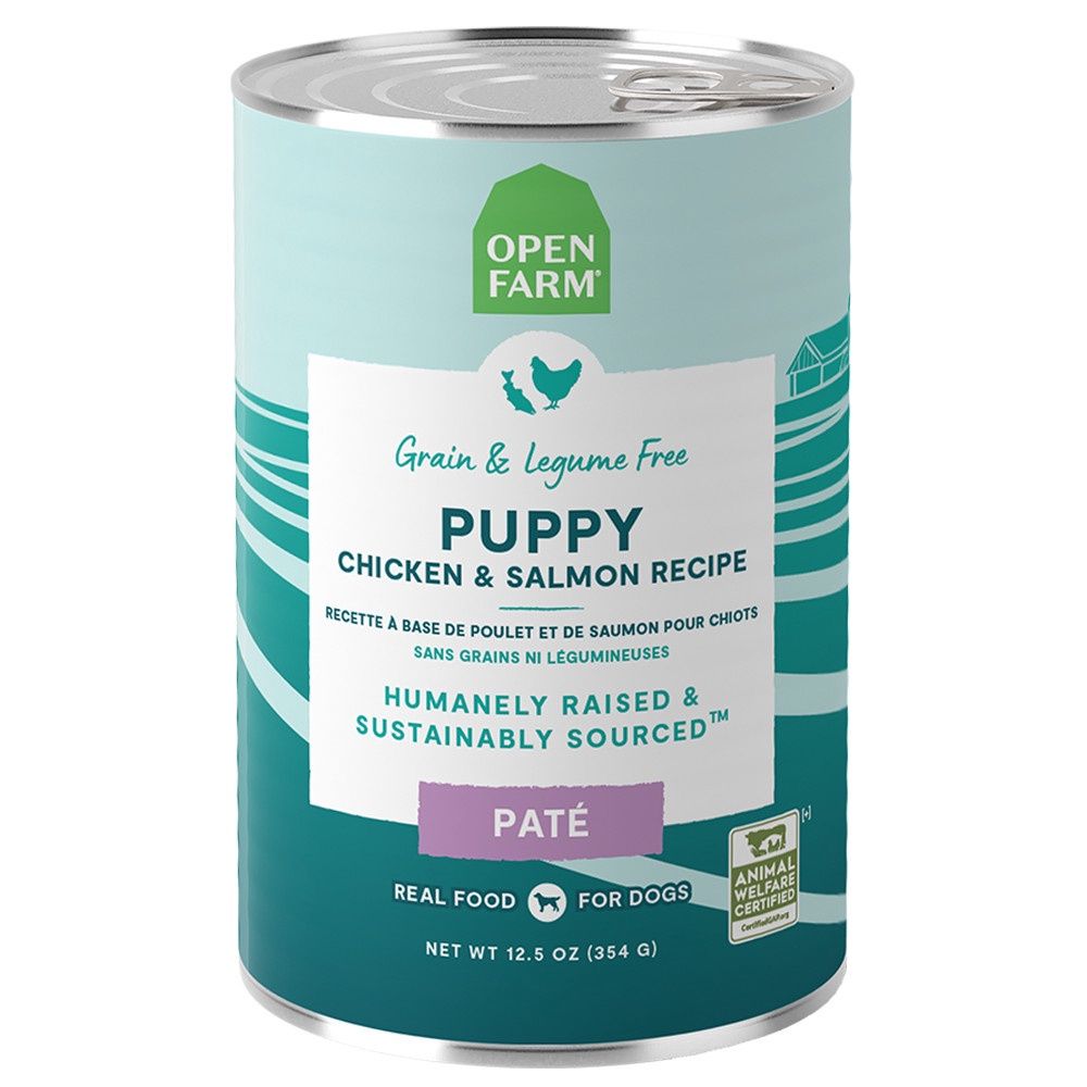 Open Farm Grain Free Chicken &amp; Salmon Recipe Pate Canned Puppy Food 12.5oz