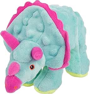 goDog Dinos Frills Plush Squeaker Chew Guard Dog Toy  Small  Teal