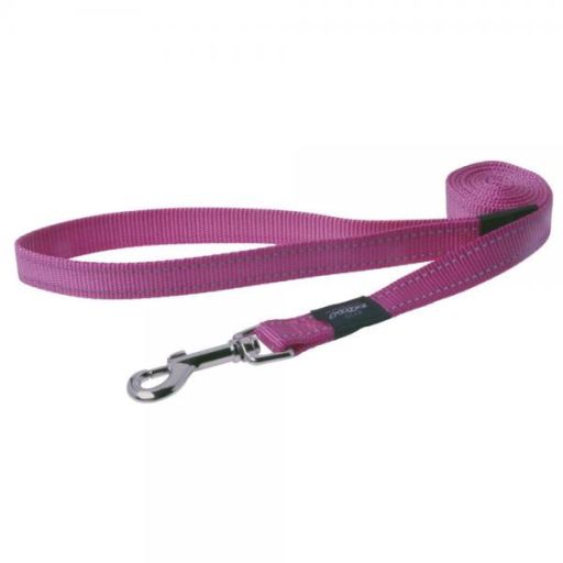 Rogz Utility Large 3/4 Fanbelt Fixed 6' Long Reflective Dog Leash, Pink