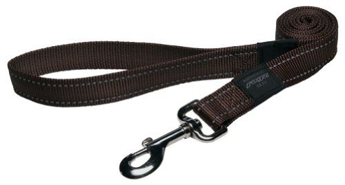 Rogz Utility Extra Large 1" Lumberjack Fixed 6' Long Reflective Dog Leash, Chocolate