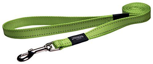 Rogz Utility Large 3/4" Fanbelt Fixed 6' Long Reflective Dog Leash, Lime