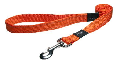 Rogz Utility Extra Large 1-Inch Reflective Lumberjack 6-ft Long Fixed Dog Lead, Orange