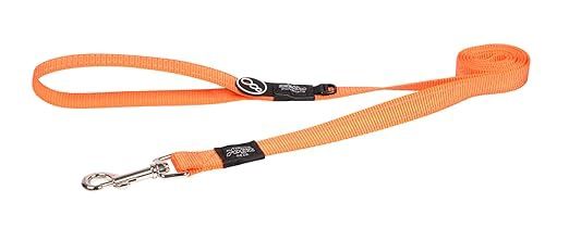 Rogz Utility Large 3/4" Fanbelt Fixed 6' Long Reflective Dog Leash, Orange