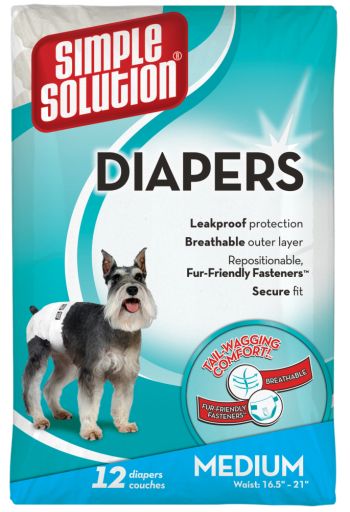 Simple Solution Disposable Female Dog Diapers  Medium  12 pack
