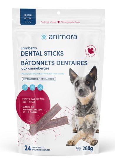 Animroa Cranberry Dental Sticks For Dog, Medium 288g 24pk