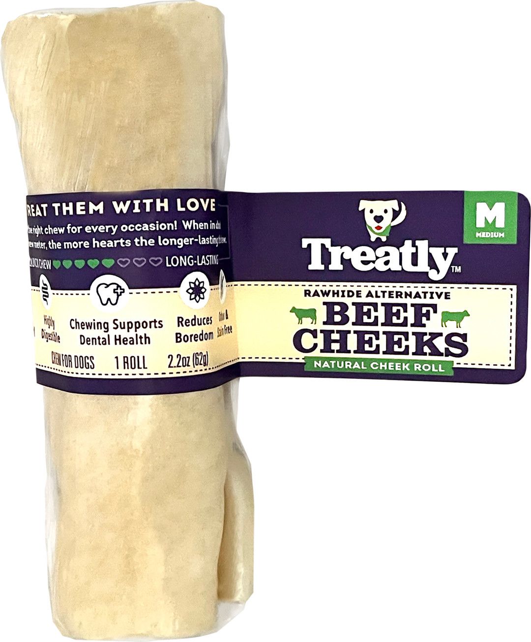 Treatly™ Beef Cheeks Natural Cheek Rolls Medium Dog Treat