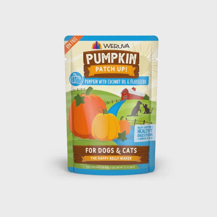 Weruva Dog and Cat Supplements - Pumpkin Patch Up Pumpkin with Coconut Oil &amp; Flaxseeds Pouch 2.8Oz