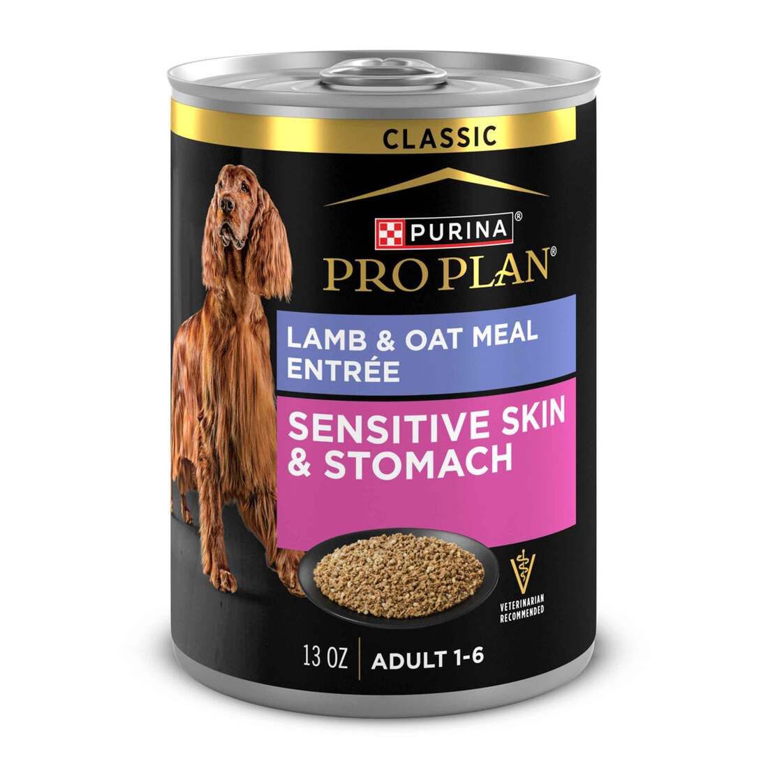 Purina Pro Plan Sensitive Skin and Stomach Classic Pate Wet Dog Food, Lamb and Oat Meal Entrée 13OZ