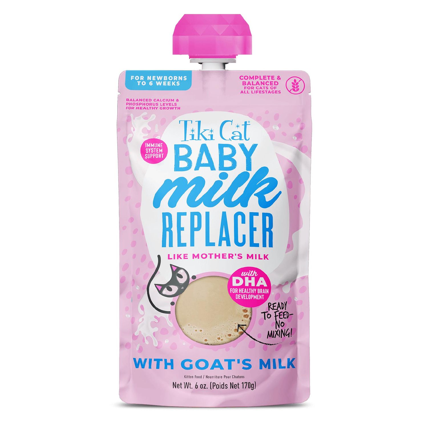 Tiki Cat Baby Milk Replacer with Goat's Milk Wet Cat Food Pouch, 6-oz