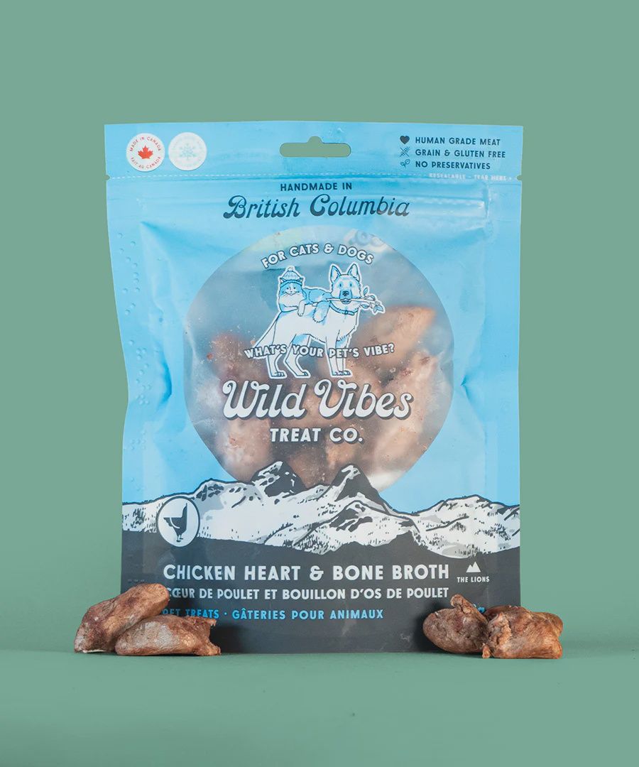 Wild Vibes Chicken Heart &amp; Bone Broth Treats 68g