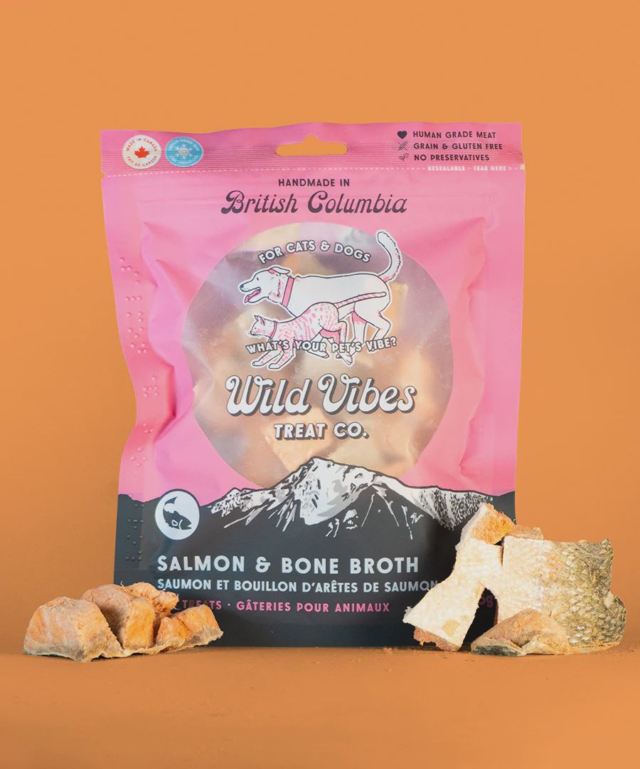 Wild Vibes Treat Co. SALMON &amp; BONE BROTH TREATS 75G