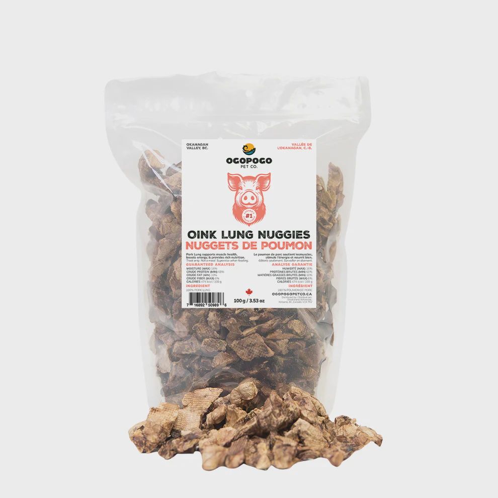 OGOPOGO PET CO.  Oink Lung Nuggies 225 G
