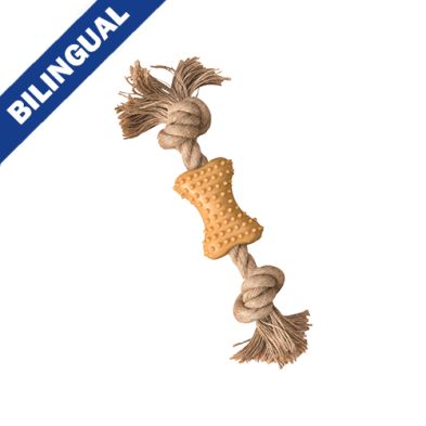 SPOT® Love The Earth Natural Rubber Bone with Rope 7" Dog Toy