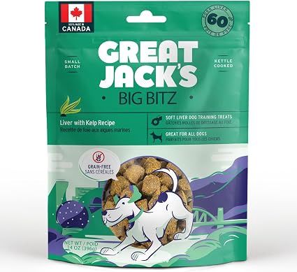 Great Jack’s Dog Treats Pouch Liver &amp; Kelp Recipe 7OZ