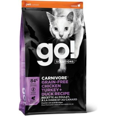 Petcurean GO! Solutions Carnivore Grain Free Chicken, Turkey, &amp; Duck Recipe Dry Cat Food 8-lb