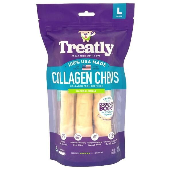 Treatly Collagen Rolls Natural Large 8" 3PK
