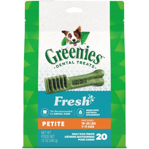 Greenies Petite Natural Dog Dental Care Chews Oral Health Dog Treats Fresh Flavor  12 oz. Pack (20 Treats)