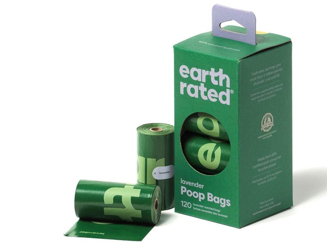Earth rated lavender poop bags