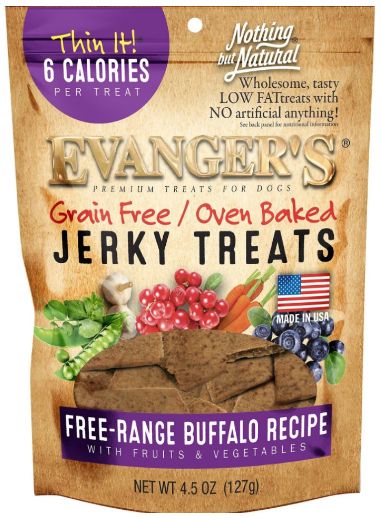 Evangers GF Free- Range Buffalo Jerky Treats