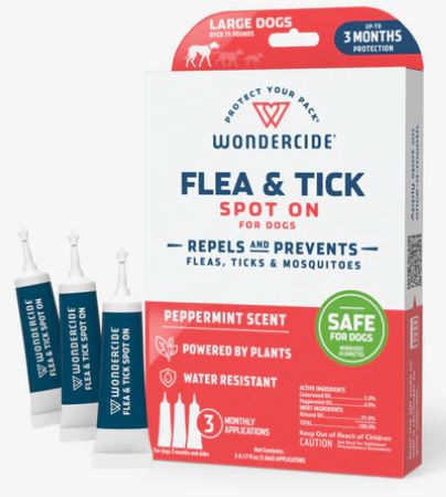 Wondercide Spot on Flea &amp; Tick  Peppermint Scent Large Dogs over 75 lbs
