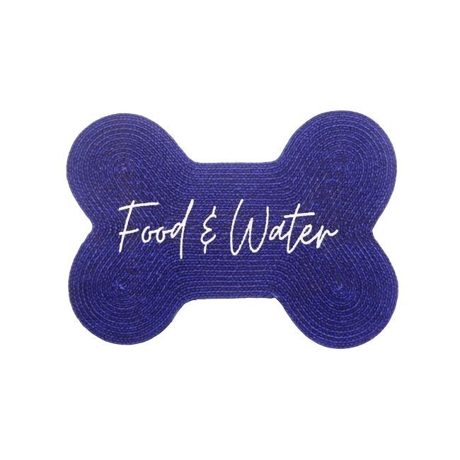 Benedict Food and Water Placemat Navy Dog Bone