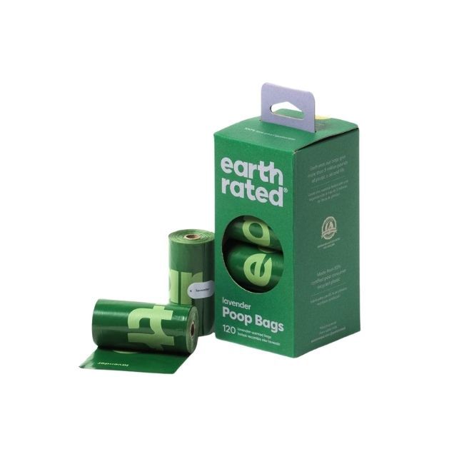 Earth rated lavender poop bags
