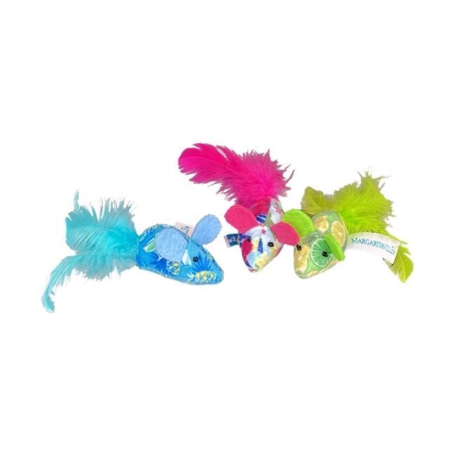 Margaritaville 3pc Catnip Mice w/ Feathers