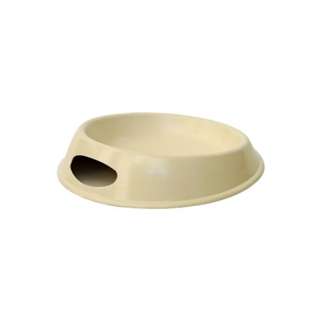 Cream Round Bamboo Cat Bowl