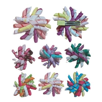 Corkscrew Asst Hair Bows  Med