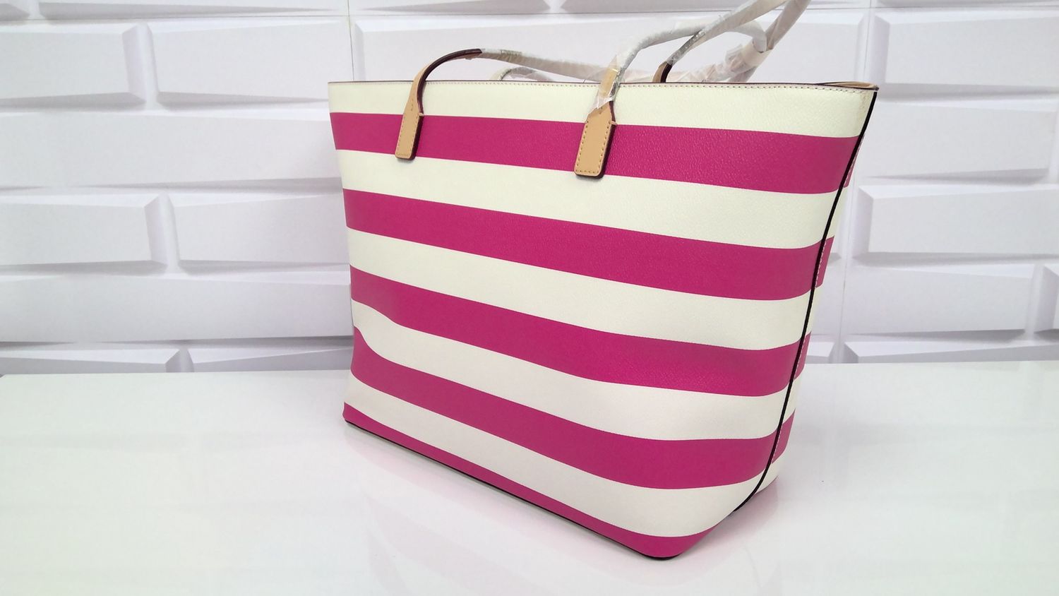 Eden Street Pink Margareta Striped Tote