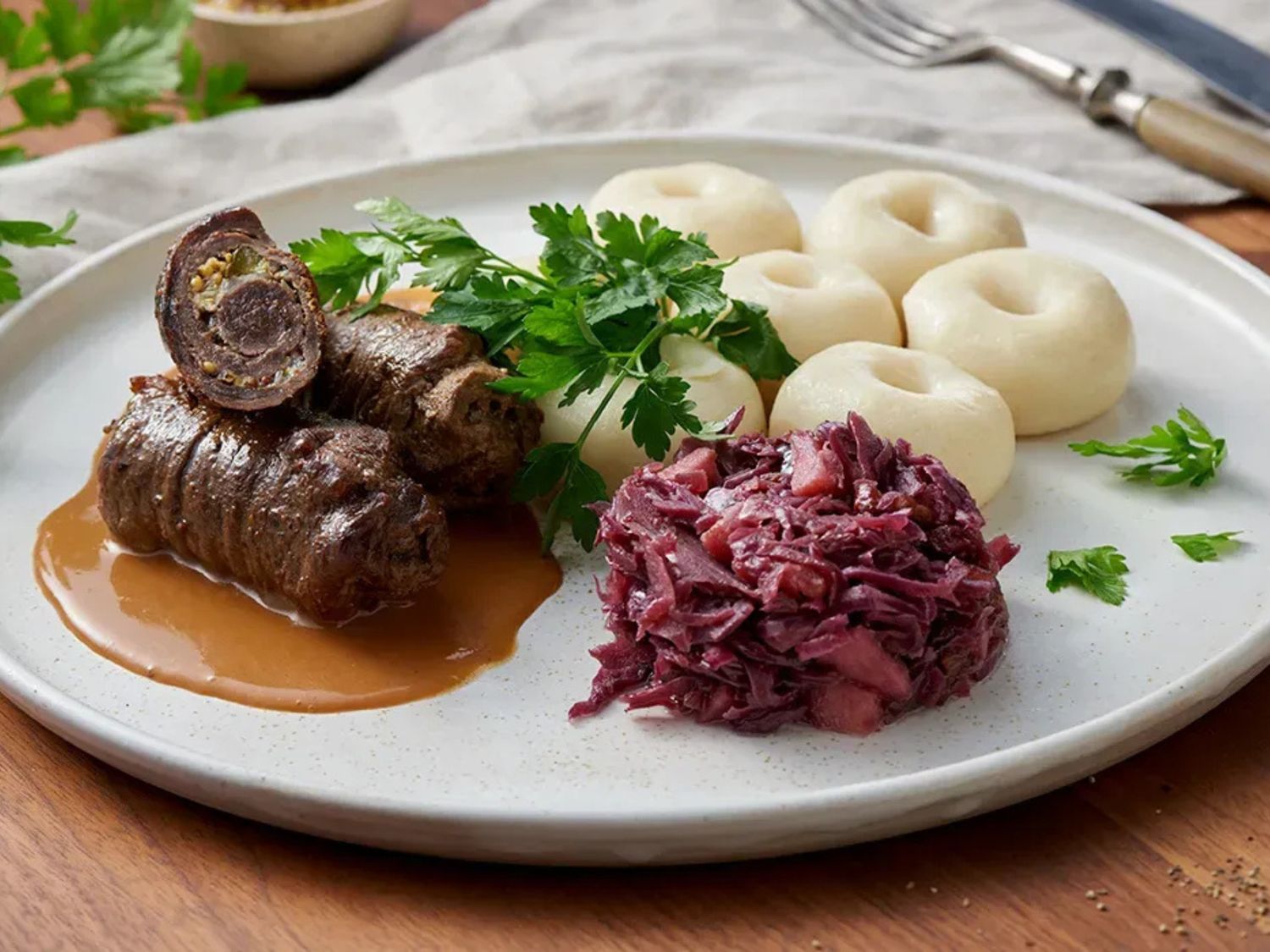 Zestaw obiadowy 1 (rolada śląska, kluski śląskie, kapusta modra)