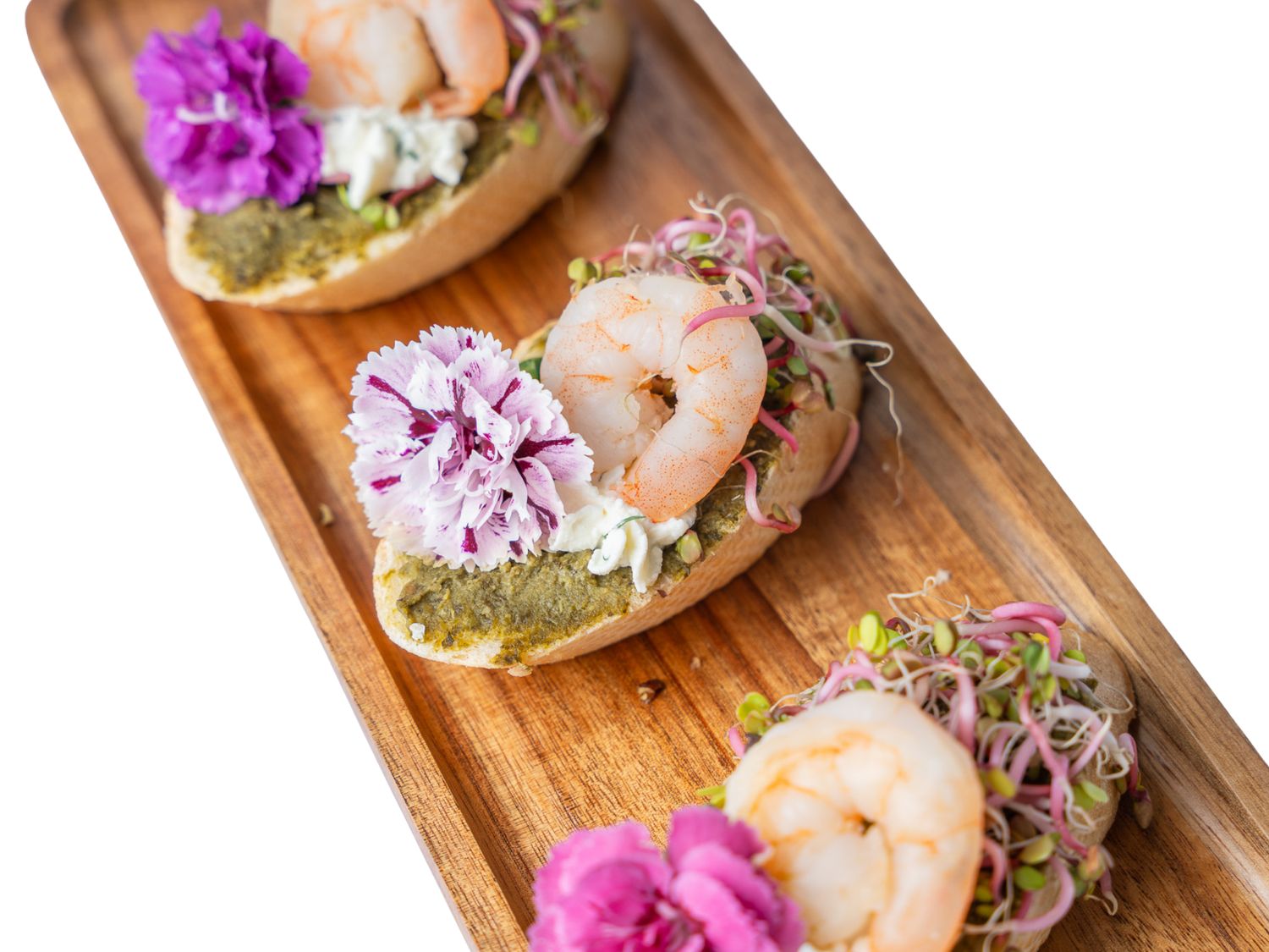 Mini kanapeczka z krewetką i pesto bazyliowym