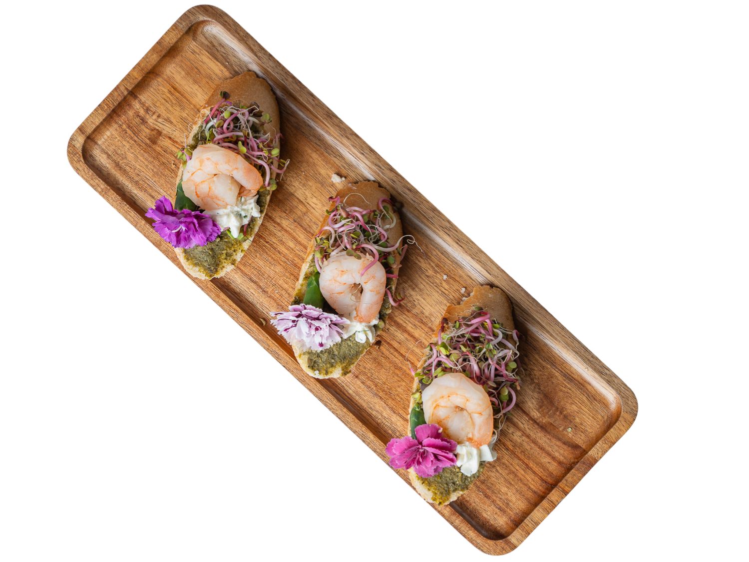 Mini kanapeczka z krewetką i pesto bazyliowym