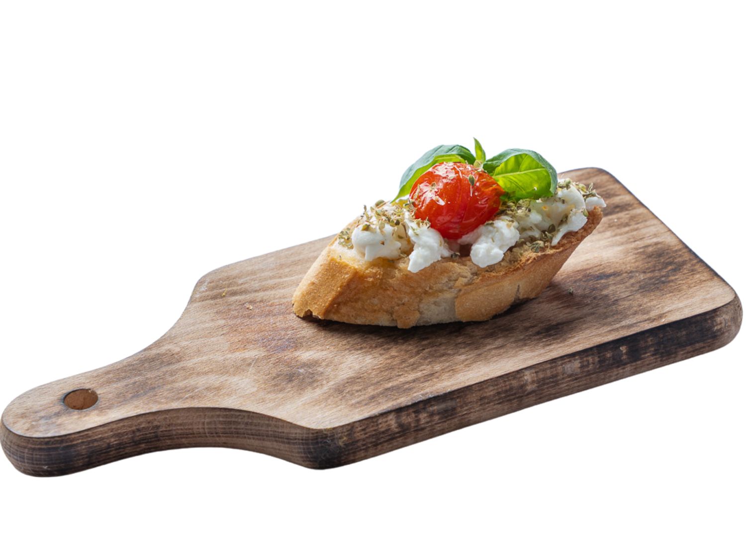 Bruschetta Caprese z grillowanym pomidorkiem i bazylią