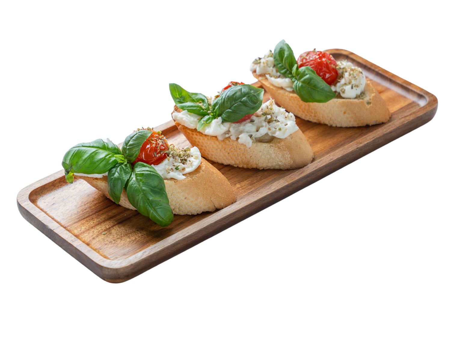 Bruschetta Caprese z grillowanym pomidorkiem i bazylią