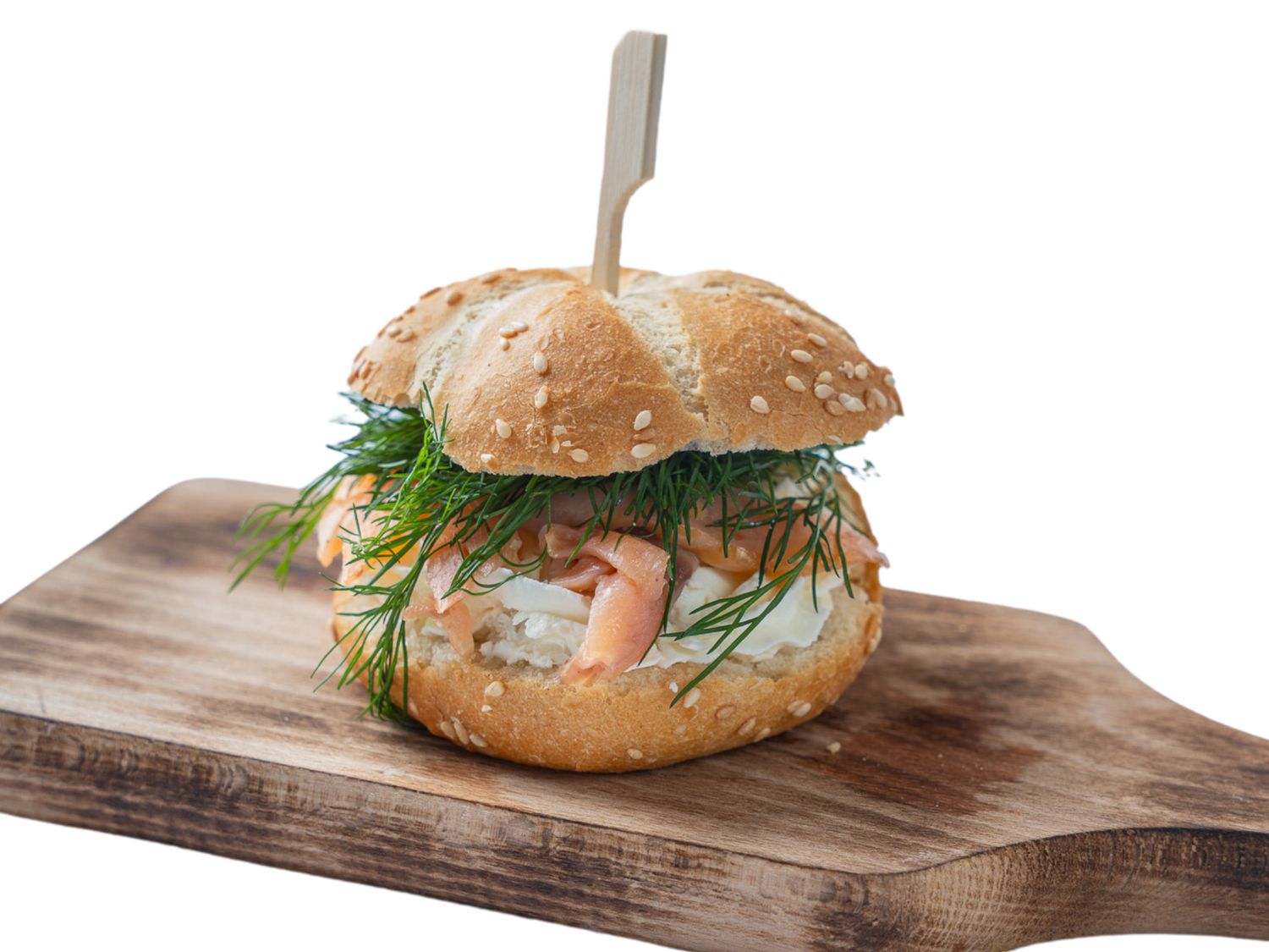 Mini bułeczka z łososiem i pastą koperkową