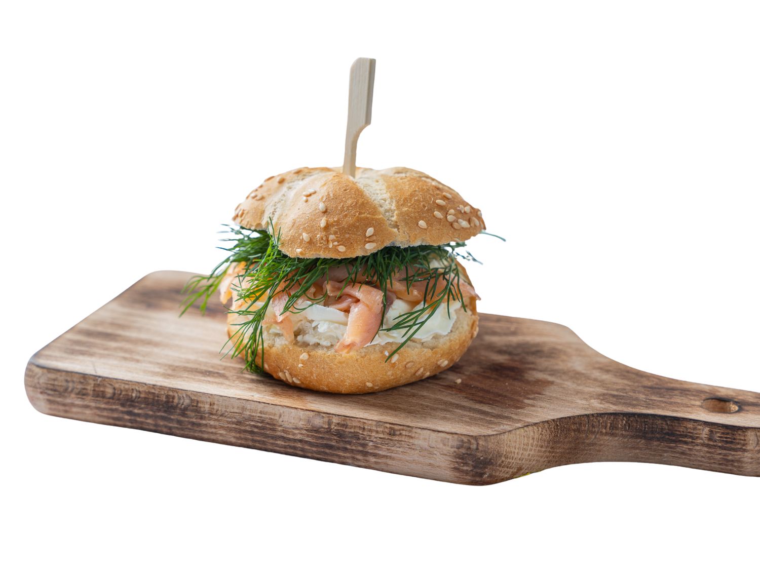 Mini bułeczka z łososiem i pastą koperkową