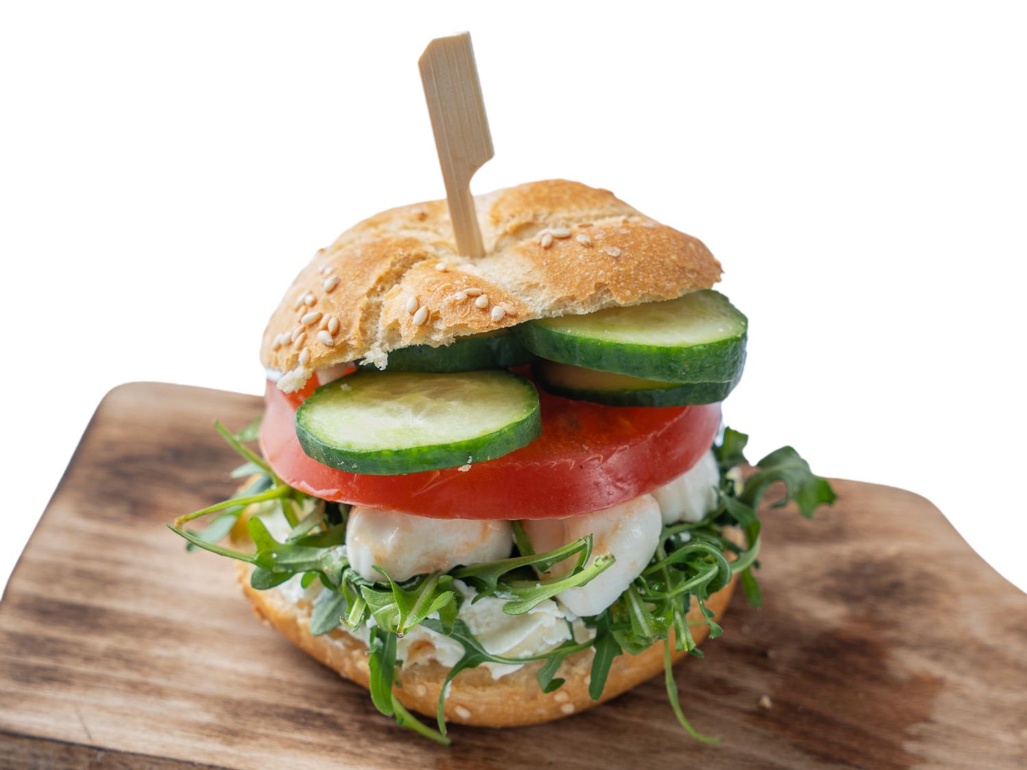 Mini bułeczka z mozzarellą fiore di latte, pomidorem i rukolą