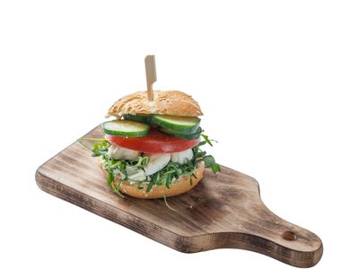 Mini bułeczka z mozzarellą fiore di latte, pomidorem i rukolą