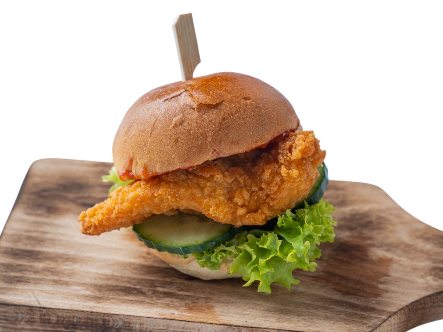 Mini burger z stripsem i świeżymi warzywami