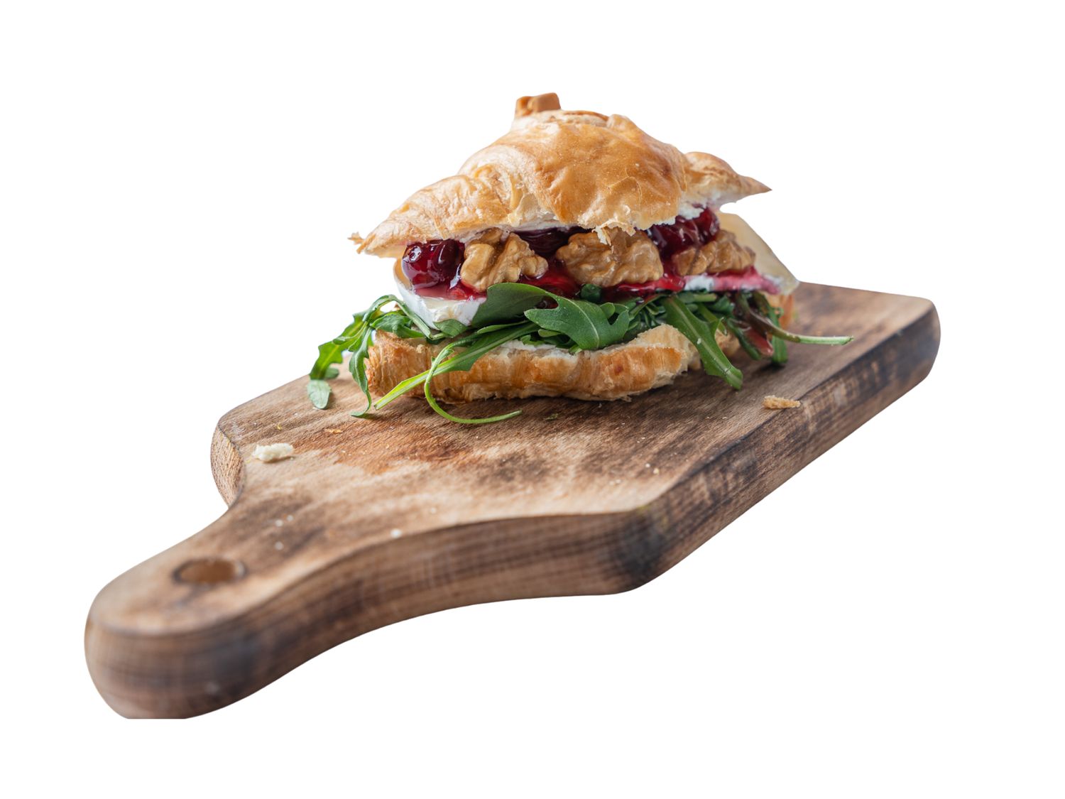 Croissant z serem pleśniowym, orzechami włoskimi i żurawiną