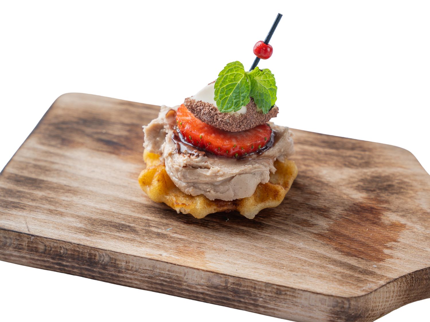 Mini gofr z kremem Kinder Bueno i orzechami